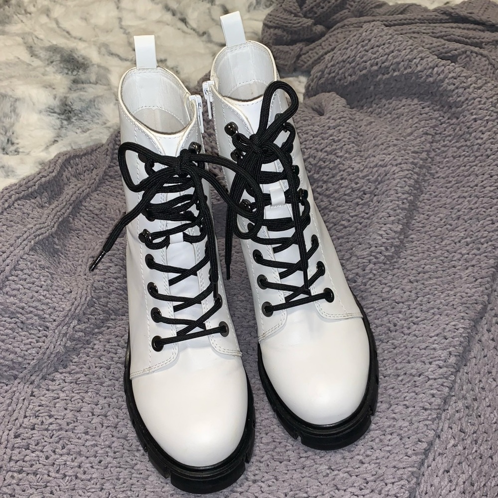 Black and White Platform Combat Boots